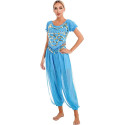 Costume de danse orientale top pantalon paillettes turquoise