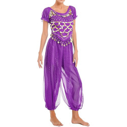 Tenue de danse orientale top sarouel violet brillant