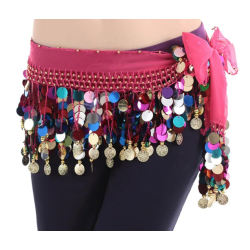 Ceinture de Danse Orientale Fushia à pastilles multicolores