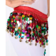 Ceinture de danse orientale rouge et pastilles multicolores
