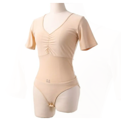 Body de danse orientale couleur peau bi-matière
