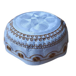 Chéchia rigide pour Homme blanc décor cuivré