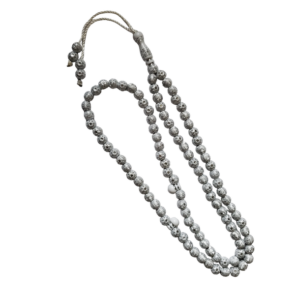 Tasbih islamique 99 grains décor argenté
