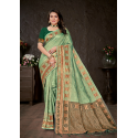 Coupon pour sari indien satiné vert pistache