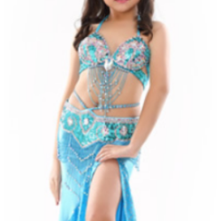 Set de danse orientale enfant bleu ciel strass