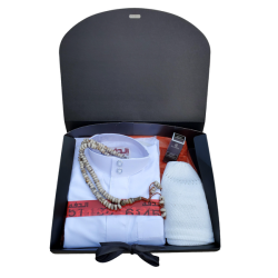 Coffret Cadeau Homme Muslim Qamis Bonnet Chapelet Musc