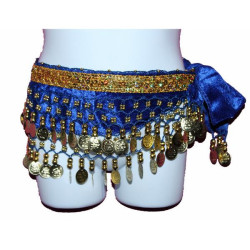 Ceinture de danse orientale enfant bleu roy