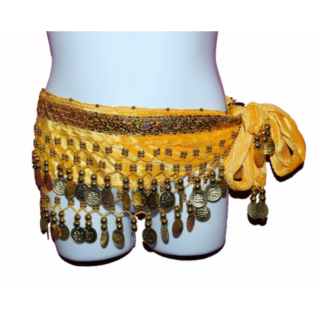 Ceinture enfant de danse orientale jaune or