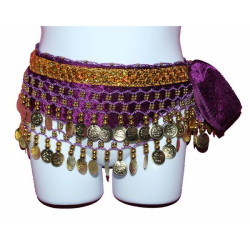 Ceinture à sequins enfant de danse orientale violet