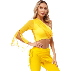Top de danse orientale à manche jaune
