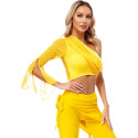 Top de danse orientale à manche jaune