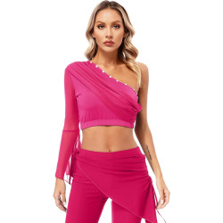 Top de danse orientale à manche fuschia