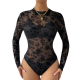 Body fleuri noir manches longues