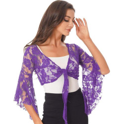 Top d'entrainement dentelle de danse orientale violet