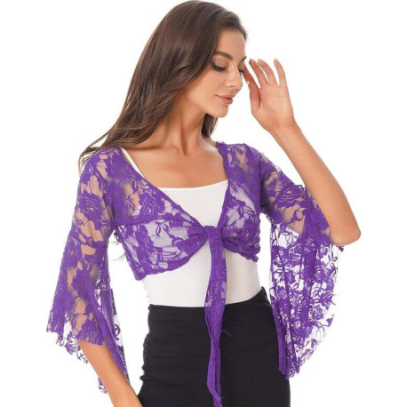 Top d'entrainement dentelle de danse orientale violet