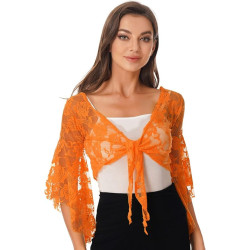 Top d'entrainement dentelle de danse orientale orange