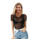 Body femme fine résille manches courtes Noir