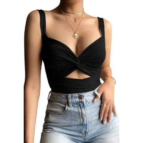 Haut de cours danse noir cache coeur