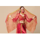 Voile de tête de danse orientale et indienne rouge et or