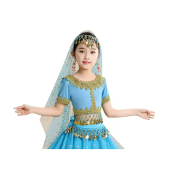 Voile de tête pour enfant de danse orientale à paillettes bleu ciel