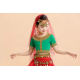 Voile de tête pour enfant de danse orientale à paillettes rouge