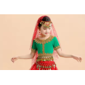 Voile de tête pour enfant de danse orientale à paillettes rouge