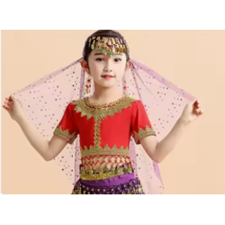 Voile de tête pour enfant de danse orientale à paillettes violet
