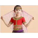 Voile de tête pour enfant de danse orientale à paillettes violet