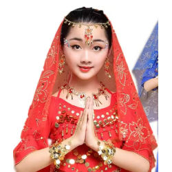 Ornement de tête Indien pour costume Bollywood rouge