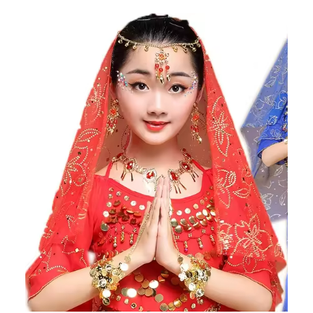 Ornement de tête Indien pour costume Bollywood rouge