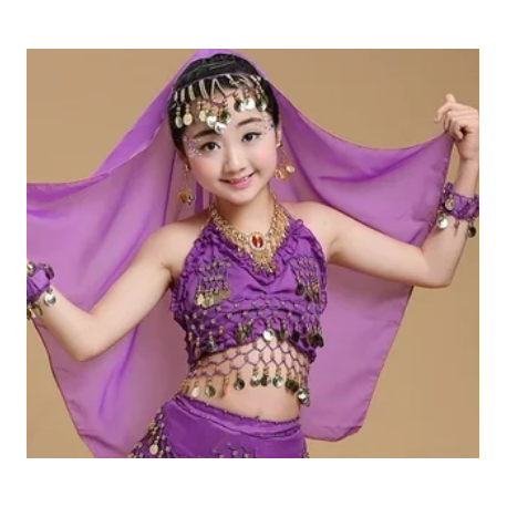 Voile de tête de danse orientale enfant violet