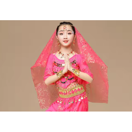 Ornement de tête Indien pour costume Bollywood rose
