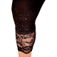 Legging court femme strass et Dentelle Noir