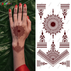 Planche de Tatouages Temporaires Henné en Stickers - Non Toxique et Résistants à l'Eau
