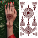 Planche de Tatouages Temporaires Henné en Stickers - Non Toxique et Résistants à l'Eau
