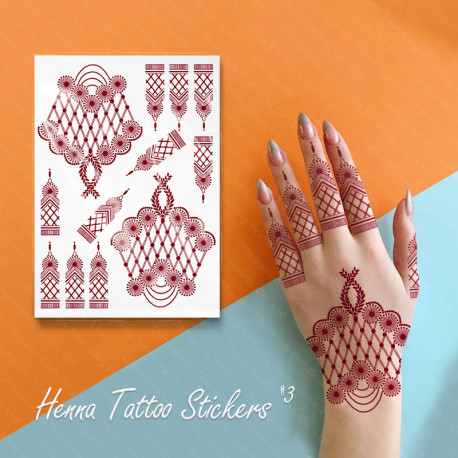 Tatouage temporaire au henné indien pour femme, imperméable