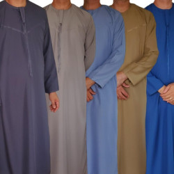 Qamis homme col cravate manches longues
