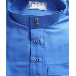 Qamis saoudien col mao ton bleu