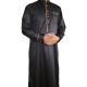 Qamis homme col mao satiné et liseret décoratif