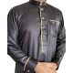 Qamis homme col mao satiné et liseret décoratif