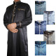 Qamis homme col mao satiné et liseret décoratif