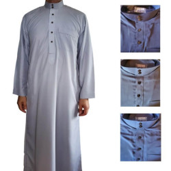 Qamis col montant ton gris