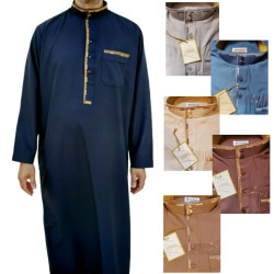 Qamis homme col mao brodé