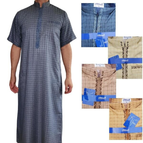 Qamis col montant manches courtes