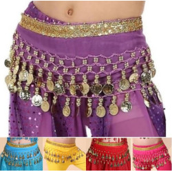 Ceinture de danse orientale enfant à pièces et galon or