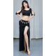 Costume de danse orientale rouge ou noir et paillettes