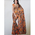 Sari orangé fleuri