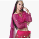 Top de danse orientale fuchsia à paillettes – Manches longues et finition dorée