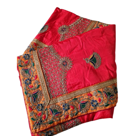 Sari indien Bollywood rouge et doré