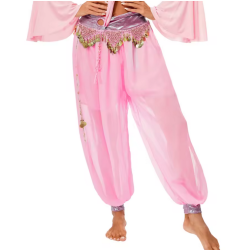 Sarouel de danse orientale rose clair et doré - 1